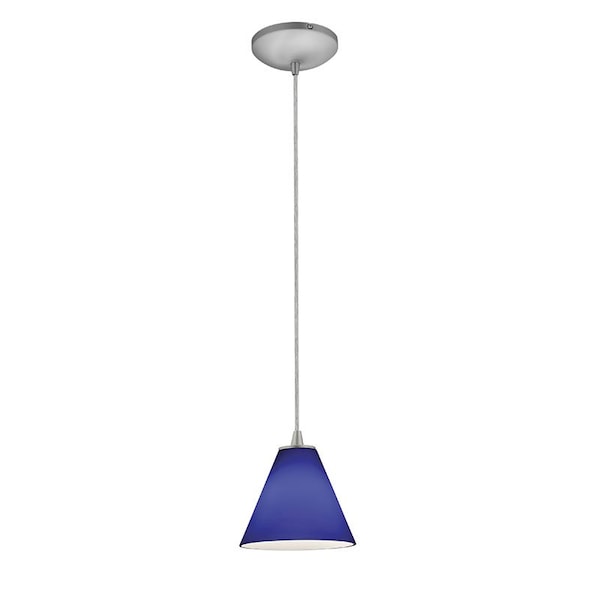 Access Lighting Martini, LED Pendant, Brushed Steel Finish, Cobalt Glass 28004-3C-BS/COB - main